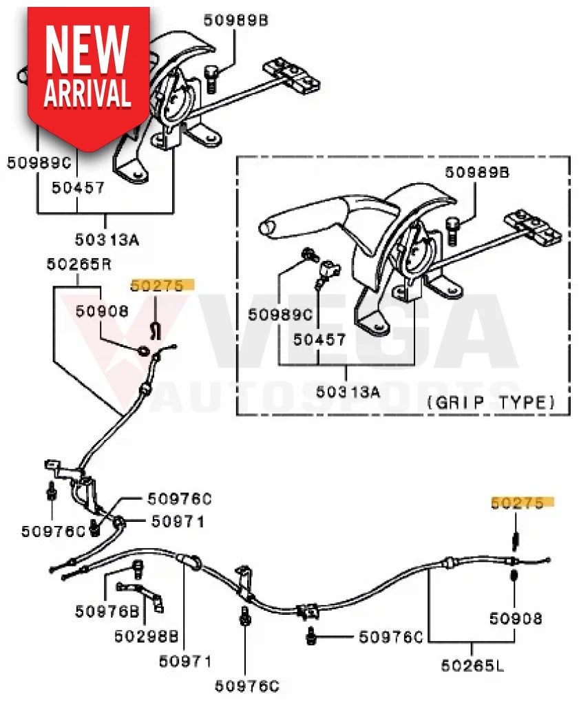 E-Brake Parking Cable Clip to suit Mitsubishi Lancer Evolution 7 / 8 / 9 MB520849 - Brakes