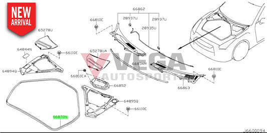 Engine Bay Rubber Seal To Suit Nissan R35 Gtr 66870-Jf10A Exterior