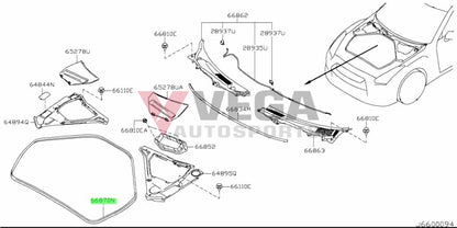 Engine Bay Rubber Seal To Suit Nissan R35 Gtr 66870-Jf10A Exterior