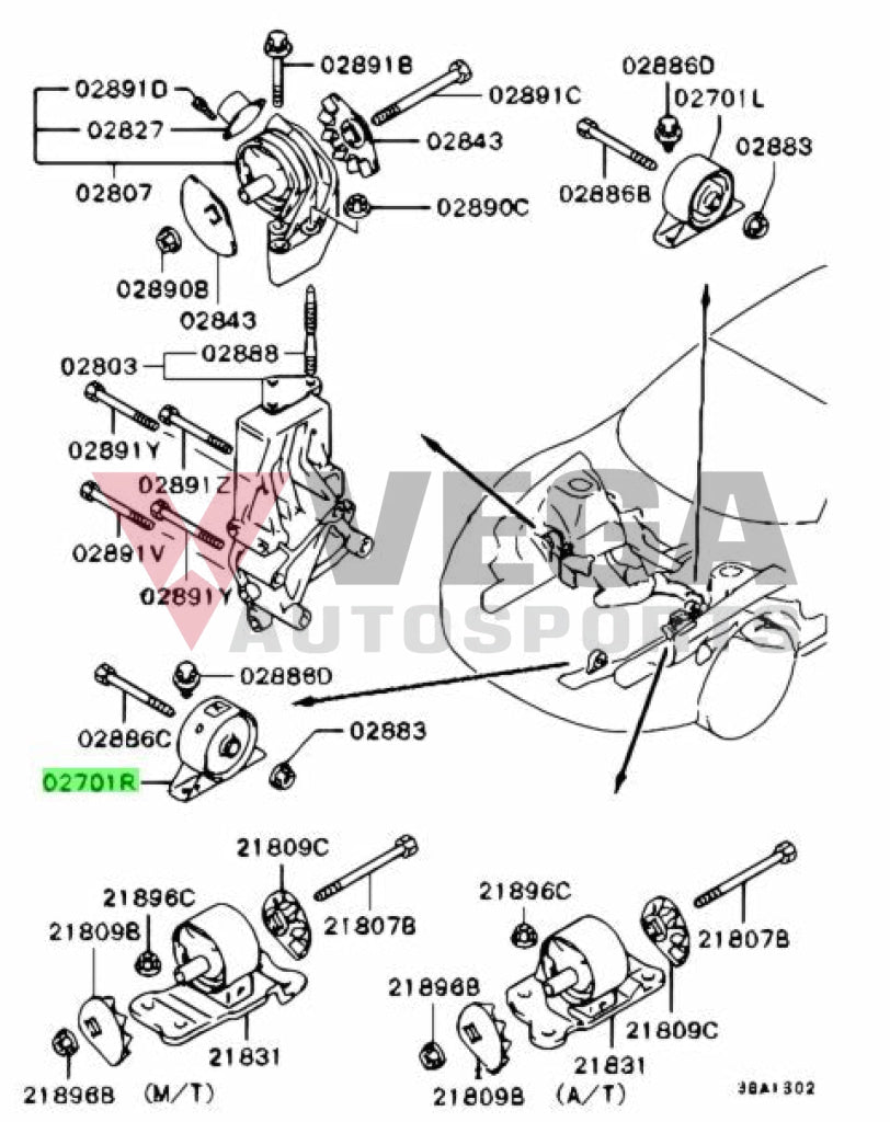 Engine Roll Stopper Bracket (Front Right) To Suit Mitsubishi Lancer Evolution 4 / 5 6 Cp9A