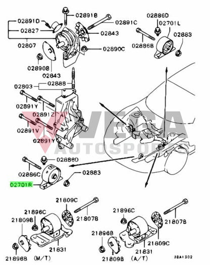 Engine Roll Stopper Bracket (Front Right) To Suit Mitsubishi Lancer Evolution 4 / 5 6 Cp9A