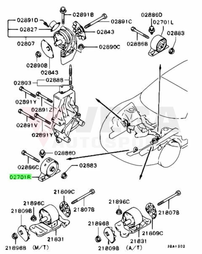Engine Roll Stopper Bracket (Front Right) To Suit Mitsubishi Lancer Evolution 4 / 5 6 Cp9A