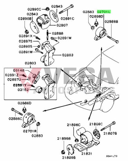 Engine Roller Stopper (Rear Right) To Suit Mitsubishi Lancer Evolution 5 / 6 Cp9A