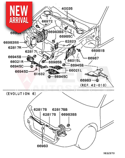 Engine Room Cover (LHS) to suit Mitsubishi Lancer Evolution 4 / 5 / 6 MR248435 - Exterior