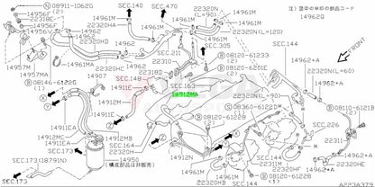 Evaporator Control Hose (Rb26) To Suit Nissan R32 / R33 R34 Gtr 22320-05U03 Engine