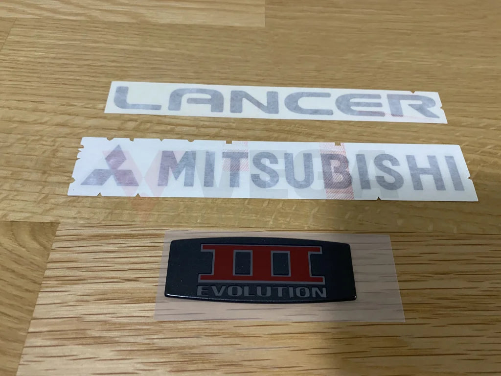 Evolution III 3-piece Decal and Emblem Set to suit Mitsubishi Lancer Evolution 3 - Vega Autosports