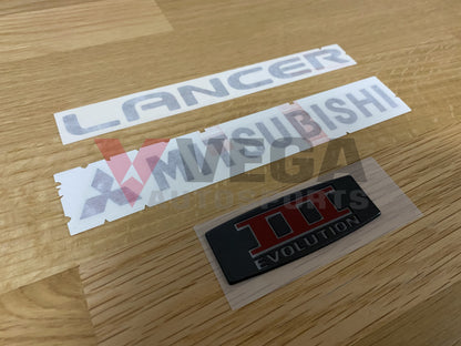 Evolution III 3-piece Decal and Emblem Set to suit Mitsubishi Lancer Evolution 3 - Vega Autosports