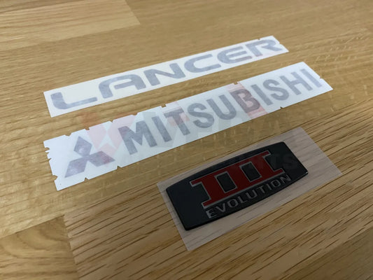 Evolution III 3-piece Decal and Emblem Set to suit Mitsubishi Lancer Evolution 3 - Vega Autosports