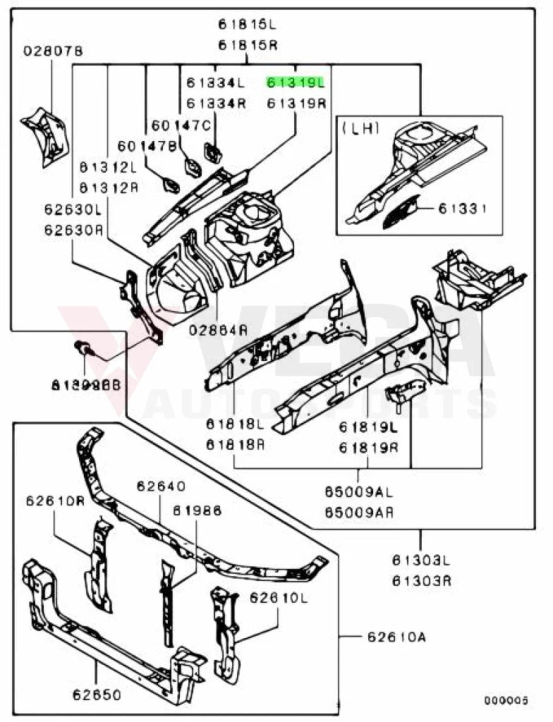 Fender Frame Shield (Upper Inner LHS) to suit Mitsubishi Lancer Evolution 7 / 8 / 9 MR548491 Body Panels