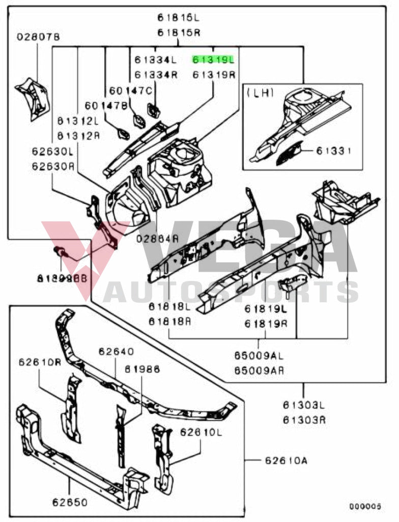 Fender Frame Shield (Upper Inner LHS) to suit Mitsubishi Lancer Evolution 7 / 8 / 9 MR548491 Body Panels