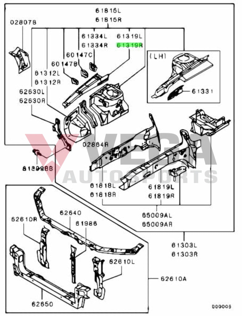 Fender Frame Shield (Upper Inner RHS) to suit Mitsubishi Lancer Evolution 7 / 8 / 9 MR548492 Body Panels