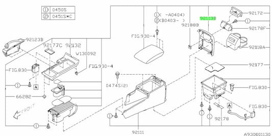 Floor Console Box Rear Cover to suit Subaru Impreza WRX / WRX STi 2008-2014 92113AG020JC Interior