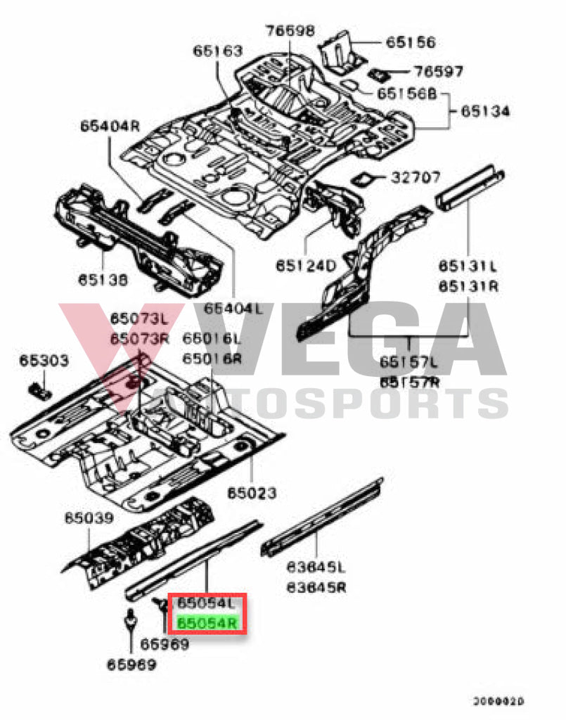 Floor Rail Set Rhs & Lhs To Suit Mitsubishi Lancer Evolution 7 / 8 9 Ct9A Mr547332 Mr547331 Exterior