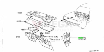 Front A Pillar Lower Dash Bracket RHS to suit Datsun Sunny Truck 76240-G1900 Body Panels