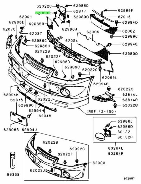 Front Bumper Stay Bracket Set (Rhs) To Suit Mitsubishi Lancer Evolution 6 Tme Mr533172 Exterior