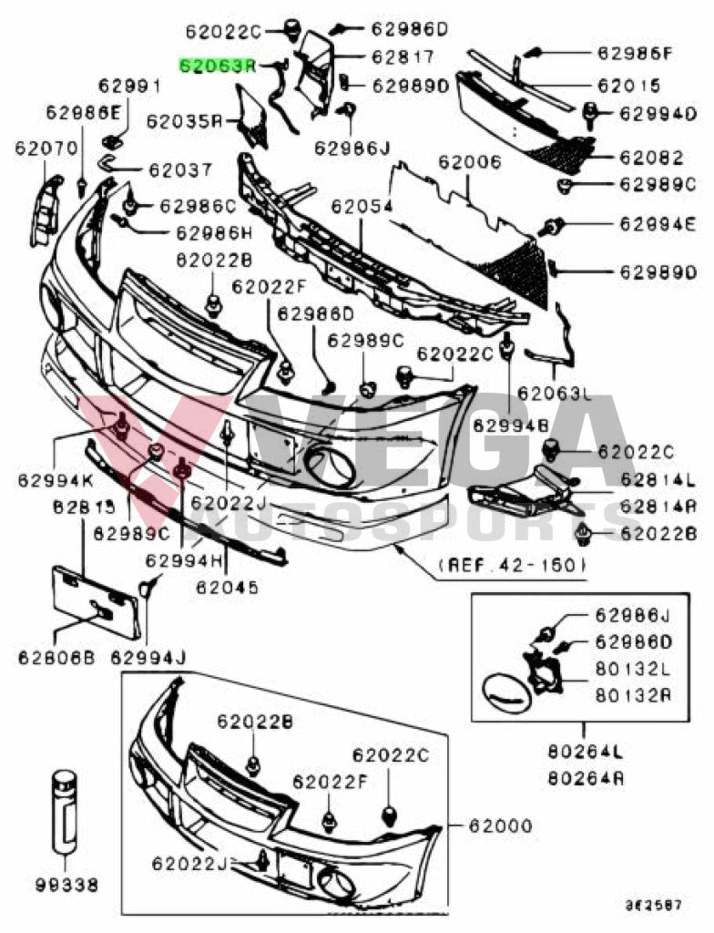 Front Bumper Stay Bracket Set (Rhs) To Suit Mitsubishi Lancer Evolution 6 Tme Mr533172 Exterior