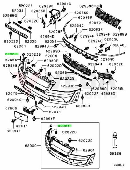 Front Bumper to Fender Cap to suit Mitsubishi Lancer Evolution 7 / 8 / 9 MB814163 - Vega Autosports