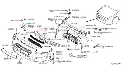 Front Bumper Upper Support Bracket Set (Rhs & Lhs) To Suit Nissan R35 Gtr Dba 62222-Jf01B /
