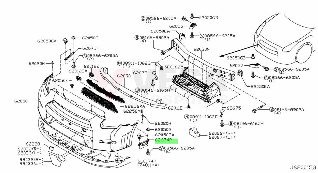 Front Bumper Upper Support Bracket Set (Rhs & Lhs) To Suit Nissan R35 Gtr Nismo 2012-2023