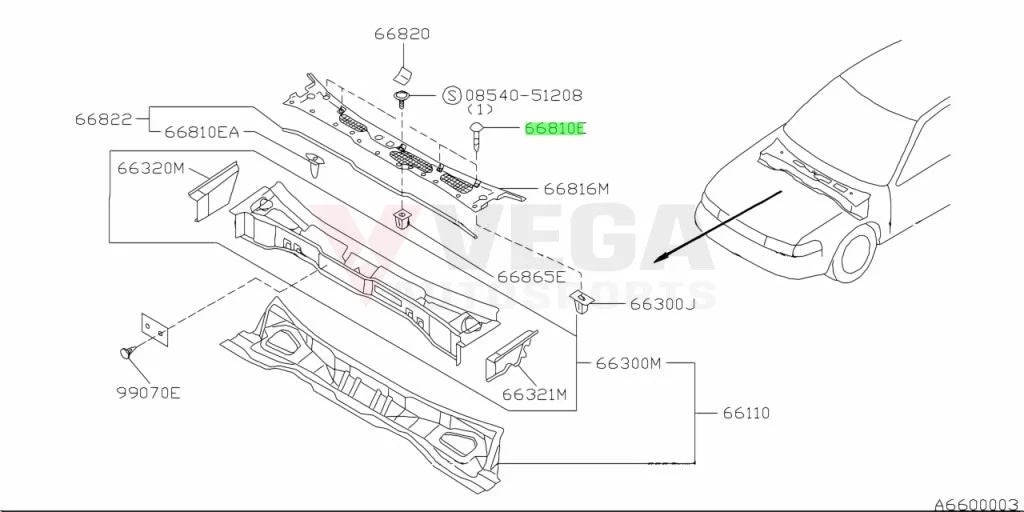 Front Cowl Centre Clip to suit Nissan Skyline R33 Models 66820-88E00 - Vega Autosports