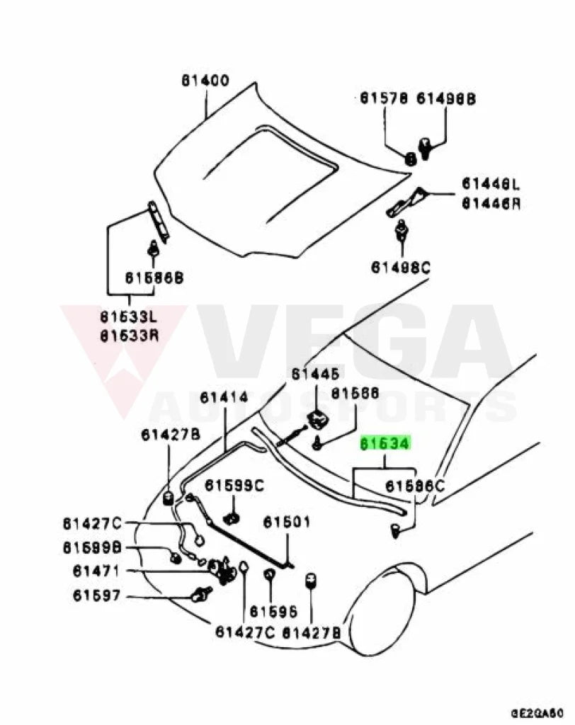Front Cowl Panel Rubber Seal to suit Mitsubishi Lancer Evolution 1 2 3 CD9A CE9A Exterior