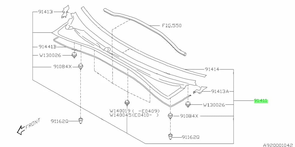 Front Cowl Panel To Suit Subaru Impreza Gd / Gg 2005-2007 91411Fe030 Exterior