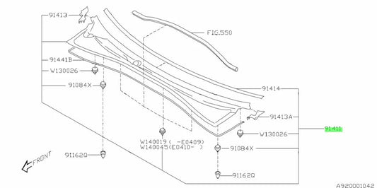 Front Cowl Panel To Suit Subaru Impreza Gd / Gg 2005-2007 91411Fe030 Exterior