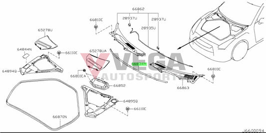 Front Cowl Seal To Suit Nissan R35 Gtr 66834-Jf00A Exterior