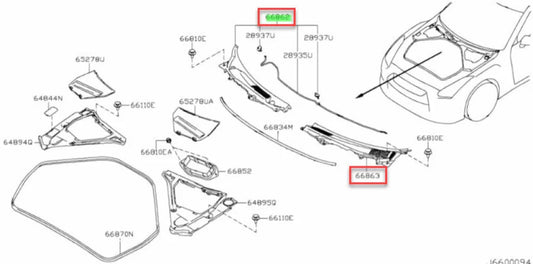 Front Cowl Upper Rhs / Lhs To Suit Nissan R35 Gtr 66862-Jf00A 66863-Jf00A Exterior