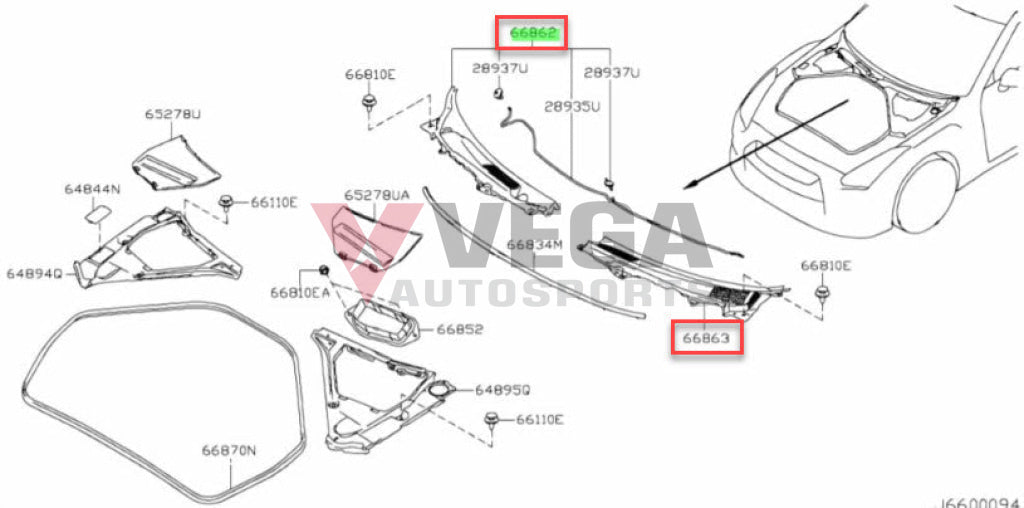 Front Cowl Upper Rhs / Lhs To Suit Nissan R35 Gtr 66862-Jf00A 66863-Jf00A Exterior