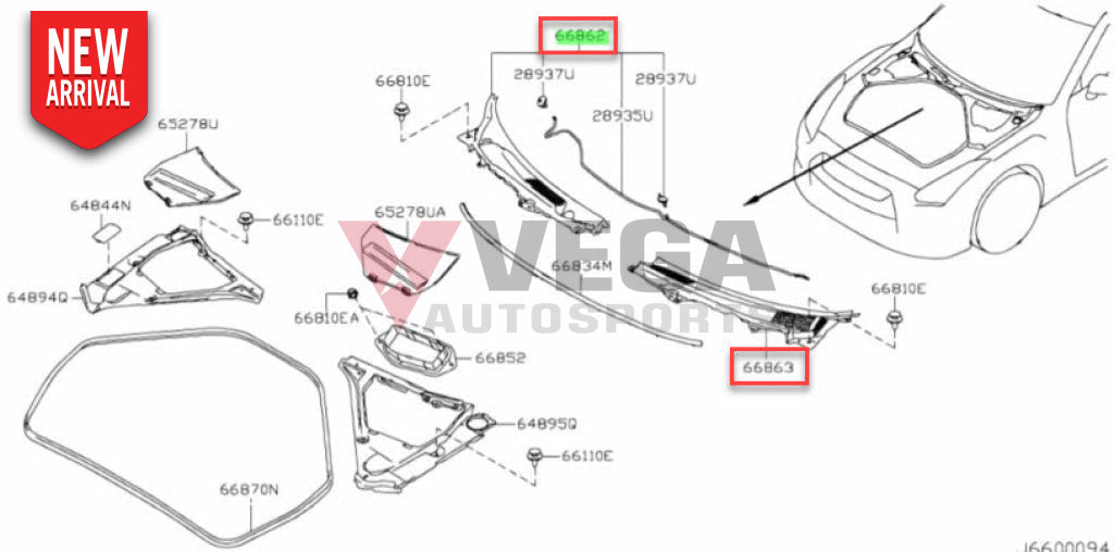 Front Cowl Upper Rhs / Lhs To Suit Nissan R35 Gtr 66862-Jf00A 66863-Jf00A Exterior