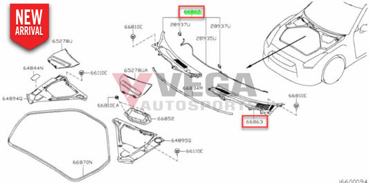 Front Cowl Upper Rhs / Lhs To Suit Nissan R35 Gtr 66862-Jf00A 66863-Jf00A Exterior