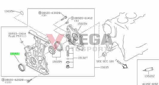 Front Crankshaft Seal To Suit Nissan Silvia S13 / S14 S15 13510-53J10 Engine