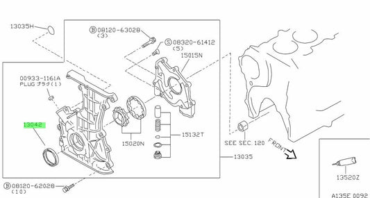 Front Crankshaft Seal To Suit Nissan Silvia S13 / S14 S15 13510-53J10 Engine
