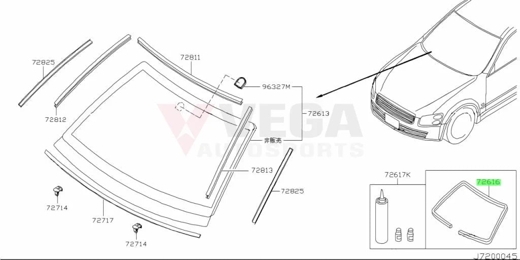 Front Dam Seal To Suit Nissan R33 / R34 Models Silvia S14 S15 G2G16-89900 Body Mouldings Seals