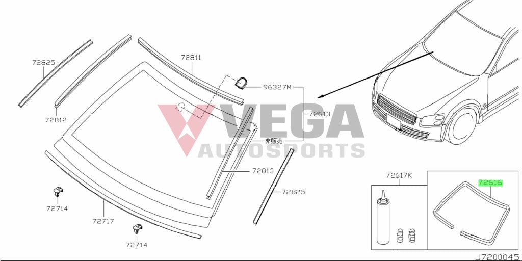 Front Dam Seal To Suit Nissan R33 / R34 Models Silvia S14 S15 G2G16-89900 Body Mouldings Seals