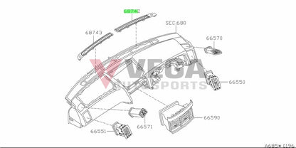 Front Defroster Vent Rhs To Suit Nissan Skyline R34 Gtr / Gt-T Gt4 68742-Aa000 Interior