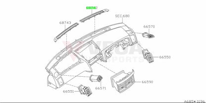 Front Defroster Vent Rhs To Suit Nissan Skyline R34 Gtr / Gt-T Gt4 68742-Aa000 Interior