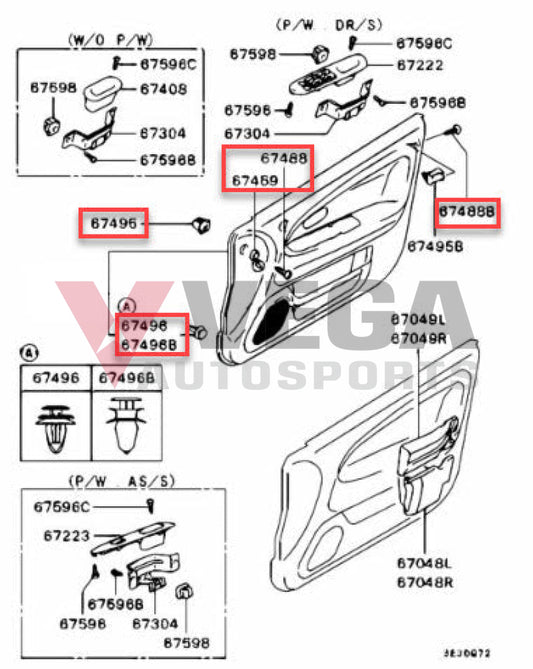 Front Door Card Trim Clip Fitting Kit (14-Piece) To Suit Mitsubishi Lancer Evolution 5 / 6 6.5 Cp9A