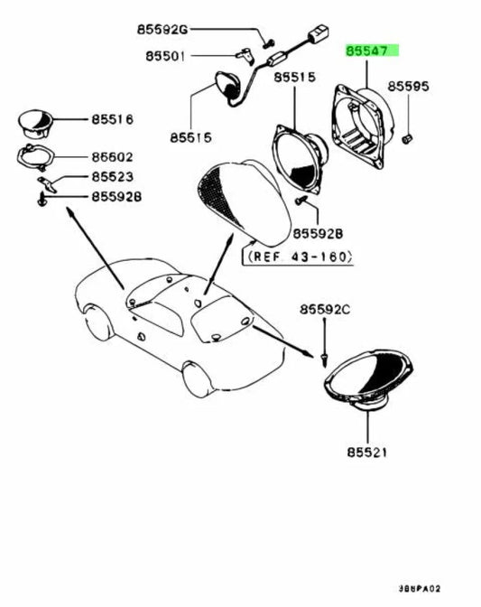 Front Door Speaker Housing To Suit Mitsubishi Lancer Evolution 5 - 6 Cp9A Mb629120 Interior