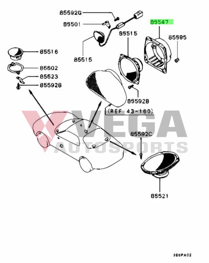 Front Door Speaker Housing To Suit Mitsubishi Lancer Evolution 5 - 6 Cp9A Mb629120 Interior