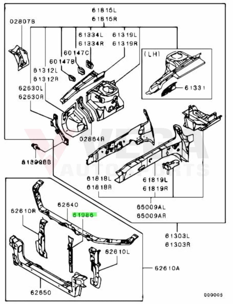 Front End Structure Support Centre to suit Mitsubishi Lancer Evolution 7 / 8 / 9 MR592234 Body Panels