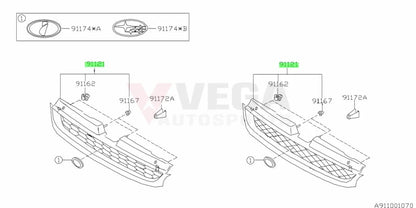 Front Grille Assembly To Suit Subaru Impreza Gc8 98-00 91065Fa200Nn Exterior