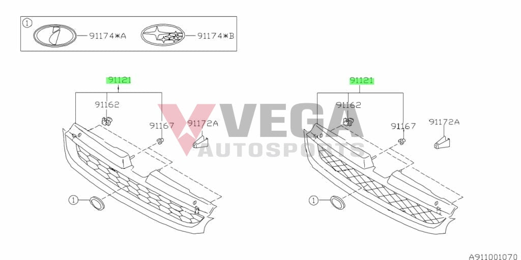 Front Grille Assembly To Suit Subaru Impreza Gc8 98-00 91065Fa200Nn Exterior