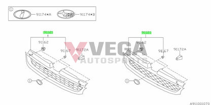 Front Grille Assembly To Suit Subaru Impreza Gc8 98-00 91065Fa200Nn Exterior