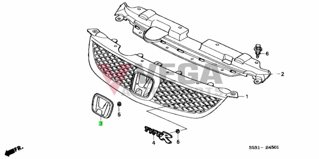 Front Grille Emblem To Suit Honda Civic Type R Ep3 75700-S5T-E11 Emblems Badges And Decals