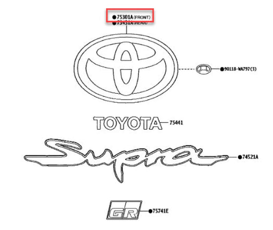 Front Grille Emblem To Suit Toyota Supra 2020-2022 Db42 53141Waa02 Emblems Badges And Decals