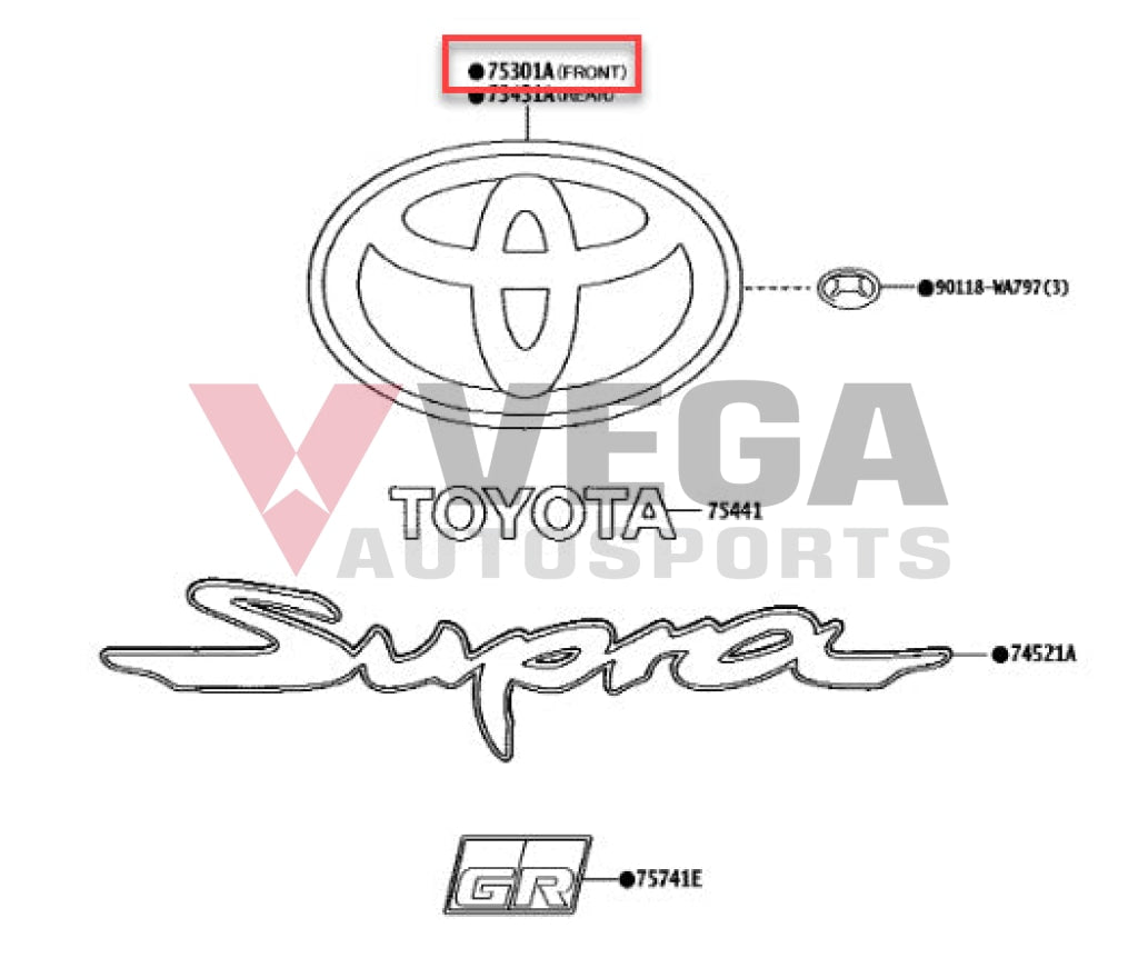 Front Grille Emblem To Suit Toyota Supra 2020-2022 Db42 53141Waa02 Emblems Badges And Decals