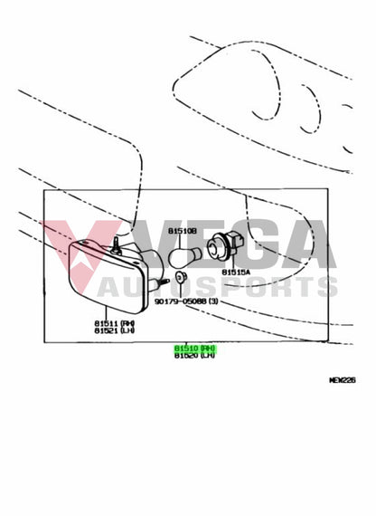 Front Indicator LHS to suit Toyota Supra JZA80 Series 2 81510-80086 Electrical