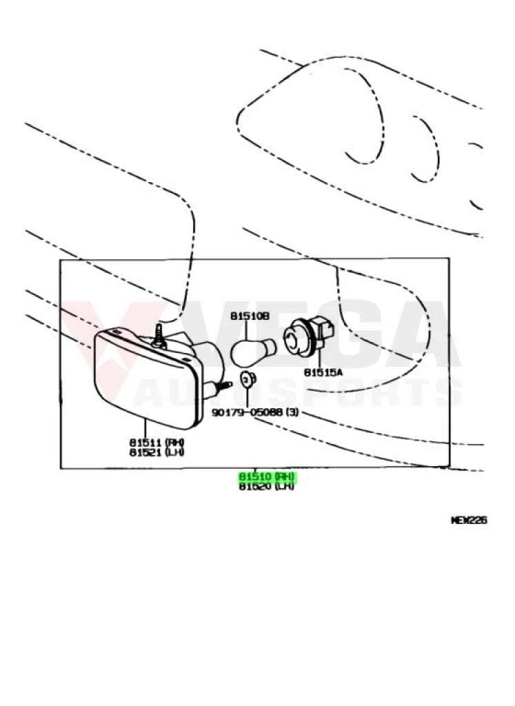 Front Indicator LHS to suit Toyota Supra JZA80 Series 2 81510-80086 Electrical